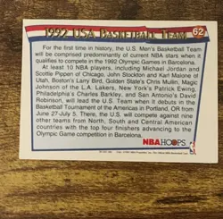 1991 NBA HOOPS #62 USA 1992 Dream Team - Michael Jordan NBA Basketball Card - Image 2