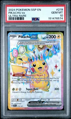 2024 Pokemon Surging Sparks 219 Pikachu ex PSA 10 151476574 - Image 1