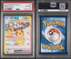 2024 POKEMON SSP EN-SURGING SPARKS ULTRA RARE #219 PIKACHU EX PSA 10 - Image 3