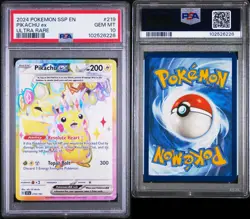 2024 POKEMON SSP EN-SURGING SPARKS ULTRA RARE #219 PIKACHU EX PSA 10 - Image 3