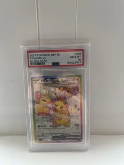 Pokemon TCG PSA 10 Pikachu ex 219/191 Sv08 Surging Sparks Ultra Rare Holo - Image 1