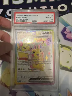 Pokemon Pikachu EX Surging Sparks #219/191 SV08 Gem Mint PSA 10 - Image 1