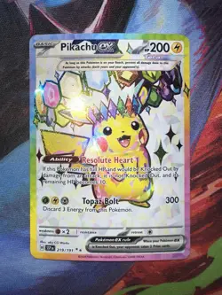 2024 Pokemon Pikachu Ex 219/191 Sv08: Surging Sparks Holo (POTENTIAL PSA 10) - Image 1