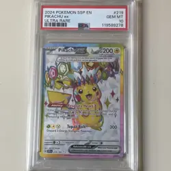 Pokemon Pikachu ex Surging Sparks Ultra Rare Holo 219/191 PSA 10 2024 - Image 1