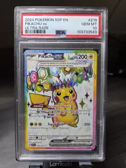 PSA 10 Pikachu ex 219/191 Sv08: Surging Sparks Ultra Rare Holo Pokemon - Image 1