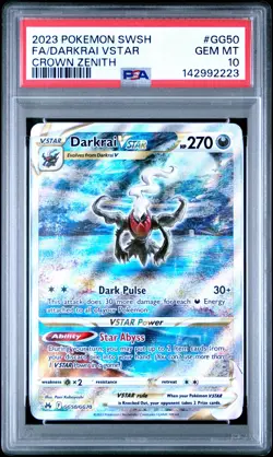 2023 POKEMON SWORD & SHIELD CROWN ZENITH #GG50 FULL ART/DARKRAI VSTAR PSA 10 - Image 1