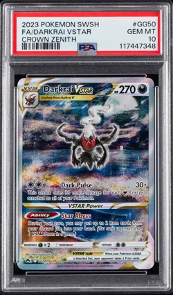 2023 POKEMON SWORD & SHIELD CROWN ZENITH #GG50 FULL ART/DARKRAI VSTAR PSA 10 - Image 1