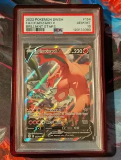 PSA 10 Charizard V #154 Alt Art Holo Gem Mint 154/172 Pokemon Brilliant Stars - Image 1