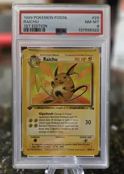 Raichu 29/62 - PSA 8 - 1999 Fossil 1st Edition - Pokemon TCG - Rare - Image 1