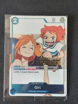 One Piece Card Game CCG TCG Girl Nami P-096 Pre Release Winner Promo SEALED - Image 2
