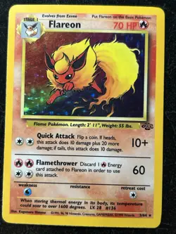Flareon Jungle 3/64 - Unlimited Holo Rare Card - Pokemon Card TCG -MP (LP front) - Image 1