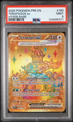 2025 POKEMON PRE EN-PRISMATIC EVOLUTIONS HYPER RARE #180 TERAPAGOS EX PSA 9 - Image 1