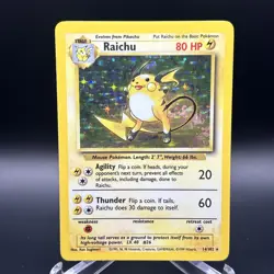 1999 Pokemon Base Set Raichu Holo Rare No. 14/102 - Image 1