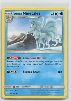Alolan Ninetales 28/147 Rare Burning Shadows Pokemon Lightly Played - Image 1