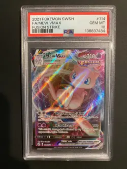 Pokemon Mew VMAX 114/264 Swsh08: Fusion Strike Full Art PSA 10 GEM MINT - Image 1