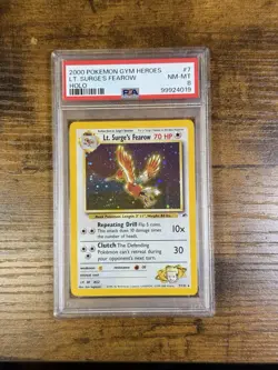 2000 POKEMON GYM HEROES HOLO #7 LT. SURGE'S FEAROW PSA 8 - Image 1