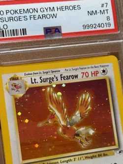 2000 POKEMON GYM HEROES HOLO #7 LT. SURGE'S FEAROW PSA 8 - Image 3