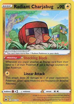 Radiant Charjabug - Pokemon Holo Radiant Rare 2023 Crown Zenith 051/159 NM - Image 1