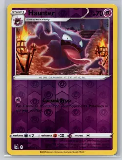 Haunter 065/196 Uncommon Lost Origin Pokemon Reverse Holo Near Mint - Image 1