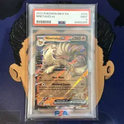 PSA 9 MINT 2023 Pokemon Mew EN-151 NINETALES EX #038 Double Rare Holo - Image 2