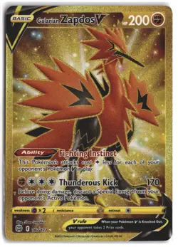Galarian Zapdos V 182/172 Secret Rare Brilliant Stars Pokemon Holo NM - Image 1