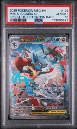 2025 POKEMON MEG EN-MEGA EVOLUTION #179 MEGA LUCARIO EX PSA 10 - Image 1