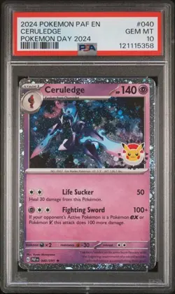 2024 POKEMON PAF EN-PALDEAN FATES #040 CERULEDGE POKEMON DAY 2024 PSA 10 - Image 1