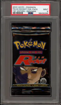 Pokemon Team Rocket 1st Edition Giovanni Art Sealed Booster Pack PSA 9 Mint - Image 1