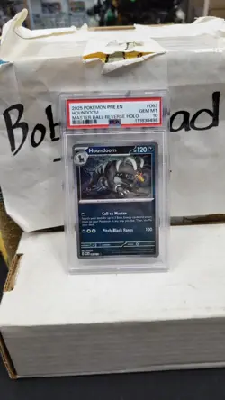 2025 HOUNDOOM MASTER BALL REVERSE HOLO PRISMATIC EVOLUTIONS POKEMON PSA 10 #063 - Image 1