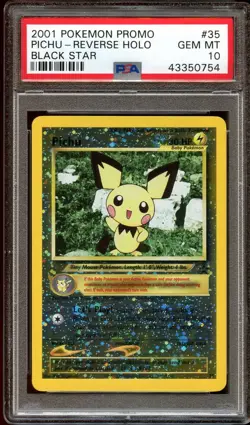 PSA 10 GEM MINT Pichu # 35 WOTC Black Star REVERSE HOLO PROMO Pokemon Card - Image 1