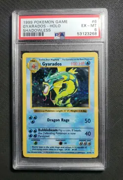 1999 Pokemon Gyarados 6/102 Shadowless Holo Base Set PSA 6 Vintage Pokemon! - Image 1