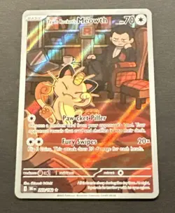 2025 POKEMON SCARLET VIOLET DESTINED RIVALS TEAM ROCKETS MEOWTH ILLUSTRAT. RARE - Image 1