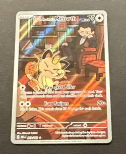 2025 POKEMON SCARLET VIOLET DESTINED RIVALS TEAM ROCKETS MEOWTH ILLUSTRAT. RARE - Image 2