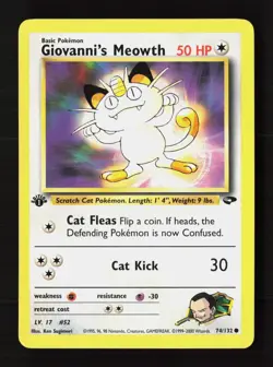 Giovanni's Meowth 74/132 Common Gym Challenge Pokemon 1st Edition Near Mint - Image 1