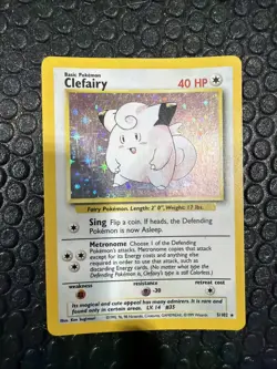 Pokemon Clefairy Holo Rare Base Set Card 5/102 NM Condition - Image 1