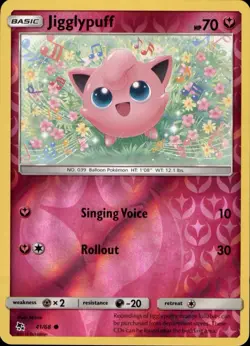 Jigglypuff 41/68 Common Hidden Fates Pokemon Reverse Holo Near Mint - Image 1