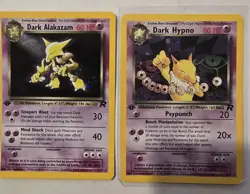 Pokemon TCG Team Rocket WOTC 1st Ed Holo Dark Alakazam 1/82 and Hypno 9/82 - Image 1