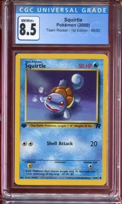 Squirtle Common 1st Edition Team Rocket 68/82 CGC 8.5 NM/Mint+ Pokemon - Image 1