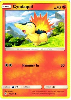 Cyndaquil 40/214 Common Lost Thunder Pokemon Near Mint - Image 1