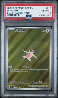 2024 POKEMON SSP EN-SURGING SPARKS ILLUSTRATION RARE #212 SLAKOTH PSA 10 A494 - Image 1