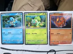 Pokemon 151 Promo Bulbasaur Charmander Squirtle SVP 046 047 048 Kanto Cosmo Holo - Image 1