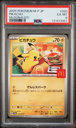 2025 POKEMON JAPANESE M-P PROMO MCDONALD'S #020 PIKACHU PSA 6 - Image 1