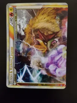 Pokemon Entei & Raikou Legend 90/95 + 91/95 (both) HGSS Unleashed Holofoil LP - Image 3