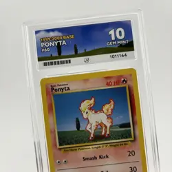 Pokemon Ponyta 60/102 Base Set #60 1999-2000 PERFECT SUBS - POP 22 - ACE 10 - Image 3