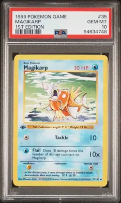 Pokemon Magikarp Base Set 1st Edition #35 PSA 10 Gem Mint - Image 1