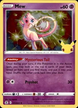 Mew 011/025 Holo R Pokemon Celebrations - Image 1