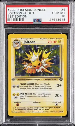 1999 POKEMON JUNGLE 1ST ED #4 JOLTEON-HOLO PSA 10 - Image 1