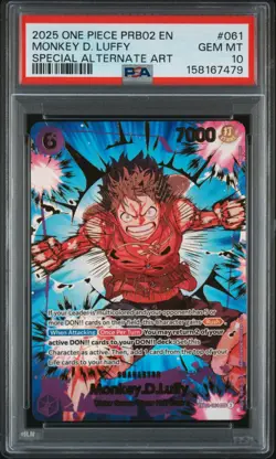 PSA 10 MONKEY D. LUFFY SPECIAL ALTERNATE ART #61 ONE PIECE PRB02-PREMIUM BOOSTER - Image 1