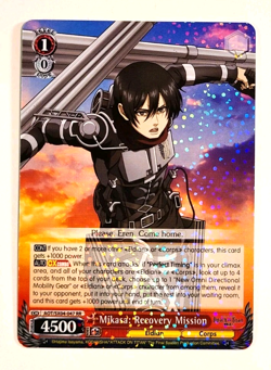 Mikasa: Recovery Mission - AOT/SX04-047 RR - Attack on Titan - Weiss Schwarz_2 - Image 1