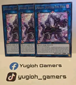 YUGIOH FOLGO JUSTICE FUR HIRE X3 RARE MP19 1ST EDITION LIGHT PLAYED - Image 1